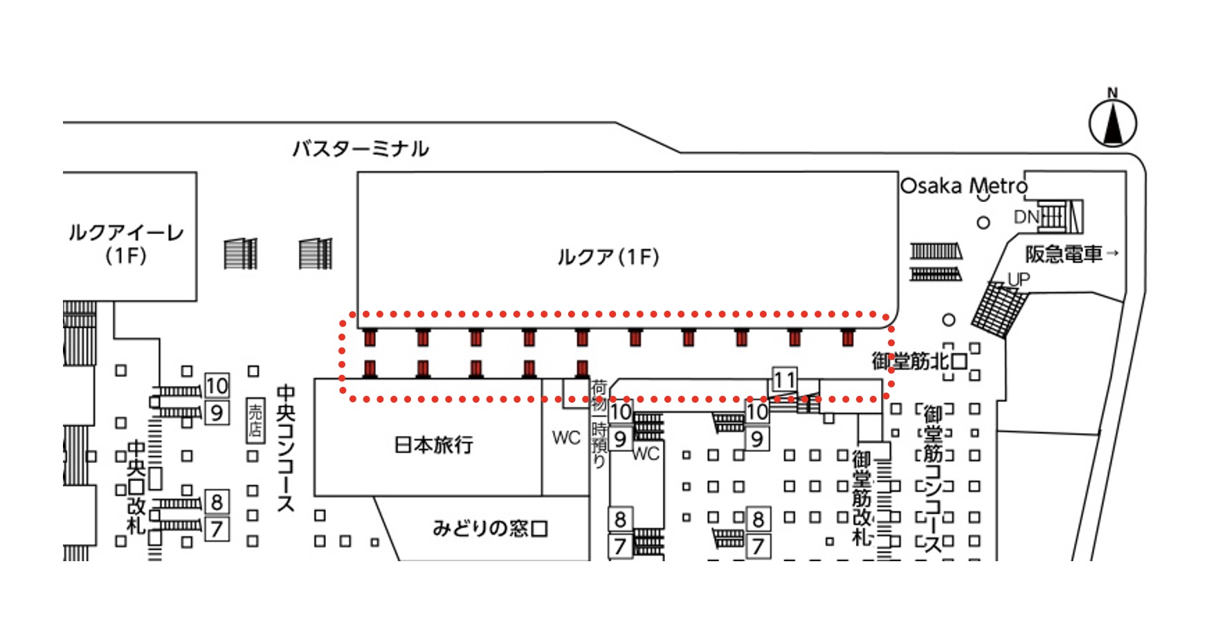 J・ADビジョンWEST 大阪駅ルクア前セット 配置図