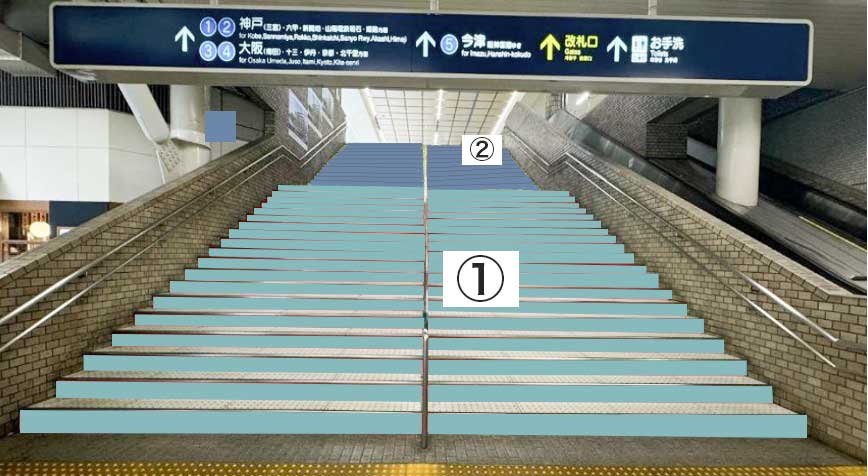 西宮北口7号線降車ホームステップ広告
