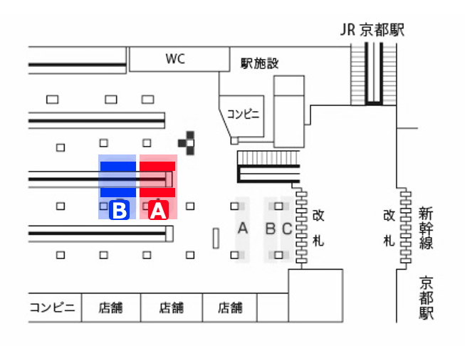 京都駅京都ホームサイドロングシート 配置図