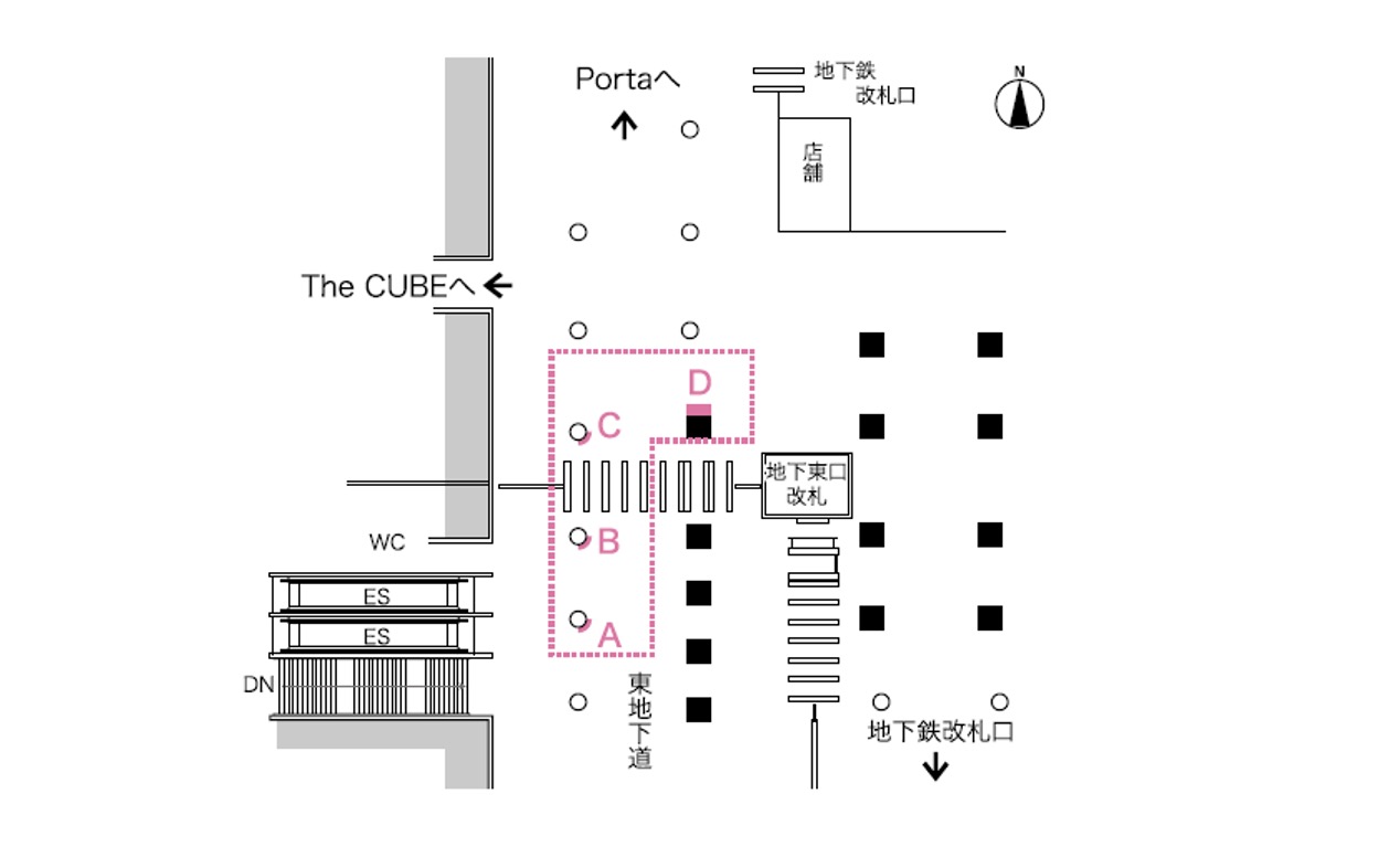 京都駅東地下通路シート 配置図