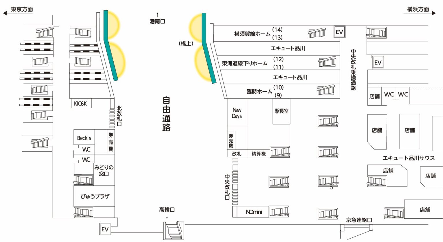 Ｊ･ＡＤビジョン 品川駅自由通路セット 配置図