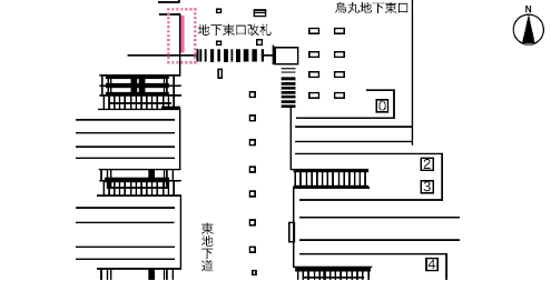 京都駅地下東口マルチ6 配置図